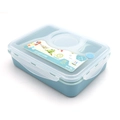 Boîte à déjeuner bento bleu clair à compartiments avec couvercle à clip translucide - 392 Bleu (4 Compartiments) / Bleu