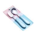 Blue 304 stainless steel toddler fork and spoon set with ergonomic grip and storage case - Blue