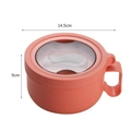 Pink stainless steel instant noodle bowl with 14.5cm diameter and utensil storage lid - 14.5x9.3cm / 850ml / Orange