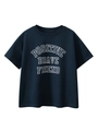 Jungen dunkelblaues Baumwoll-T-Shirt mit kurzem Arm und POSITIVE BRAVE FRIEND Aufdruck - 120cm / Königsblau
