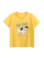 T-shirt gialla da bambina in cotone con simpatico cane cartone e scritta Pet Dog - Giallo / 90cm