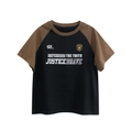 Camiseta de bloques de color para niño con cuerpo negro, mangas marrones y grafismos - 120cm / Negro/Café