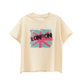 T-shirt per bambini oversize color crema con stampa graffiti London Union Jack - 120cm / Albicocca Beige