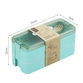 Boîte à bento double couche en paille de blé vert menthe avec couverts et couvercle - Vert