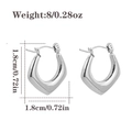 Polished silver geometric polygon titanium steel earrings 1.8cm diameter, 8g weight - Geometric U-Shaped-Silver(CBGE0043YS)