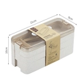 Boîte à lunch en paille de blé beige à 3 couches de 1100ml avec couvercle clair - Beige chiné