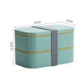 Portapranzo bento a doppio strato verde chiaro con fascia, 20x12x12,5 cm - 1,6L / Verde Menta