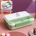 Boîte à déjeuner 4 compartiments en acier inoxydable vert pastel avec couvercle hermétique - 4 Grilles / Vert matcha