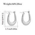 Minimalist silver U-shaped hoop earrings with textured spiral design on white backdrop - Spiral Twill-Silver(CBGE0050YS)