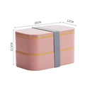Portapranzo bento a due strati in plastica rosa con fascia elastica grigia, 20x12x12,5cm - 1,6L / Rosa Loto