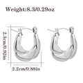 Polished silver stainless steel U-shaped twisted earrings with geometric pattern - Twisted U-Shaped-Silver(CBGE0065YS)