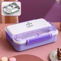 Boîte bento 5 compartiments en acier inoxydable violet et blanc avec couvercle scellé - 5 Compartiments Violet Hibiscus