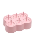 Molde de silicona rosa de 6 cavidades para mini polos caseros con palos incluidos - Estilo Esfera Rectangular / Rosa