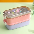 Portapranzo a due strati per bambini rosa e viola con grazioso motivo a dinosauro - Doppio Strato 700ml Viola Rosa (Serie Dinosauro)