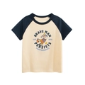 T-shirt raglan per bambini a maniche corte beige e blu scuro con stampa cartoon vintage - 90cm / Beige/Blu Reale