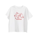 Kids white cotton T-shirt featuring red rabbit graphic and in the mood slogan - 120 / Off White