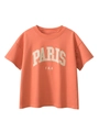 T-shirt arancione per bambini con stampa PARIS bianca in cotone morbido e vestibilità ampia - 140cm / Arancione Scuro
