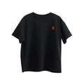 Classic black kids' short-sleeved cotton T-shirt featuring a red clover embroidery - Black / 120cm