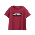 Dark red crew neck cotton T-shirt featuring bold white and black typography prints - 170 / Wine Red