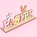 Wooden Easter letter tabletop sign with colorful chick and flower ornaments - Easter Style