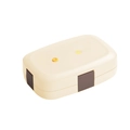 Modern cream and brown 304 stainless steel bento box with yellow air vent button - 1L Beige Brown