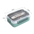 Light green stainless steel 24x16x8cm bento lunch box with cutlery storage and utensils - Vanilla Green