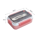 Roze lunchbox van 304 roestvrij staal met wit deksel, 24x16x8cm inclusief bestek - 1L Rouge Roze (Drie Compartimenten) / Karmijnroze