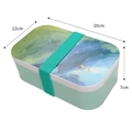Fiambrera Monet con pintura impresionista y correa elástica verde, 20x12x7cm - 800ML / Verde Montaña