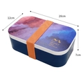 Portapranzo stile pittura a olio con cinturino arancione e coperchio floreale Monet - 800ML / Blu Profondo