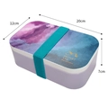 Fiambrera lavanda con tapa de arte impresionista Monet y correa elástica azul - 800ML / Púrpura Changrong