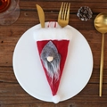 Porta cubiertos navideño con gnomo y gorro rojo para decoración de mesa festiva - Bolsa de Cubiertos Sombrero Viejo Nórdico / Rojo