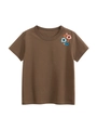 T-shirt a maniche corte per bambini marrone scuro con stampa floreale colorata - 90cm / caffè