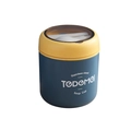 Tazza da zuppa portatile in acciaio inox giallo e blu con cucchiaio bianco nel coperchio - Blu