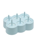 Molde de silicona azul claro de 6 cavidades para mini helados DIY con mangos - Estilo Esfera Rectangular / Azul