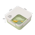 Fiambrera bento cuadrada en beige y verde claro con cubiertos y ventana superior - 1,1L Verde Matcha