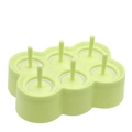 Molde de silicona verde claro de 6 cavidades con palitos para helados caseros DIY - Estilo Esfera Rectangular / Verde