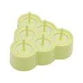 Molde de silicona verde con 7 celdas y mangos para mini polos caseros para niños - Estilo Esfera Triangular / Verde