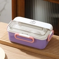 Boîte à bento violette et rose avec compartiments et rangement pour ustensiles - 1,1 L / Violet Dopamine