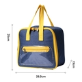 Geïsoleerde marineblauwe canvas lunchtas met gele rits en transparant PVC-vak - 25*15*26.5cm / Blauw