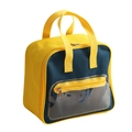 Yellow and navy blue insulated lunch bag with front pocket and double handles - 25*15*26.5cm / Yellow/Blue Contrast
