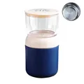 Contenitore termico a doppio strato in acciaio 304 blu e bianco con coperchio e manico portatile - Rivestimento in Acciaio Inox (Blu Morbido)-700ml