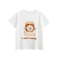 T-shirt bianca in cotone per bambini con stampa cartoon di cucciolo e patatine - 90cm / Bianco Sporco