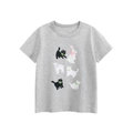 Graues Kinder-T-Shirt mit kurzen Ärmeln und süßen Cartoon-Tier- und Kätzchen-Prints - Meliertes Grau / 90cm