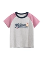 T-shirt da bambina con maniche raglan grigio e rosa con simpatica stampa orsetto e Pinknes - 90cm / Grigio Melange/Rosa Polvere