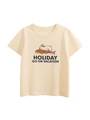 T-shirt per bambini crema con stampa di orso polare e balena per le vacanze - Albicocca Beige / 90cm