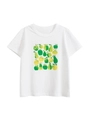 Weißes Baumwoll-T-Shirt für Kleinkinder mit grünem Apfel- und Birnen-Print auf weißem Grund - 90cm / Gebrochenes Weiß