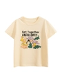 Kids cream cotton short sleeve T-shirt with cute cartoon animals and slogans - 90cm / Apricot (HT9256)