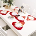 Christmas place mat featuring Santa beard design and embroidered snowflakes in red and white - Faceless Doll Combo Style B