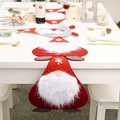 Christmas table runner and placemats set featuring red gnome style with white embroidery - Faceless Doll Combo Style A