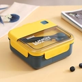 Portapranzo bento da 1000ml giallo e verde scuro con posate integrate incluse - 1000ml Quadrato Blu / Blu